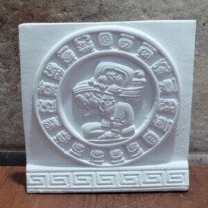 Mayan Zodiac Astrological Calendar Carved Plaster Cast Art Tile Renato Dorfman